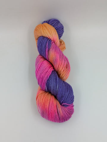 Purple Orange Pink (POP) <br> 70%BFL 30% Mohair (fingering)